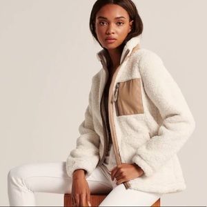 A&F Abercrombie Sherpa & Faux Leather Zip Up NWOT